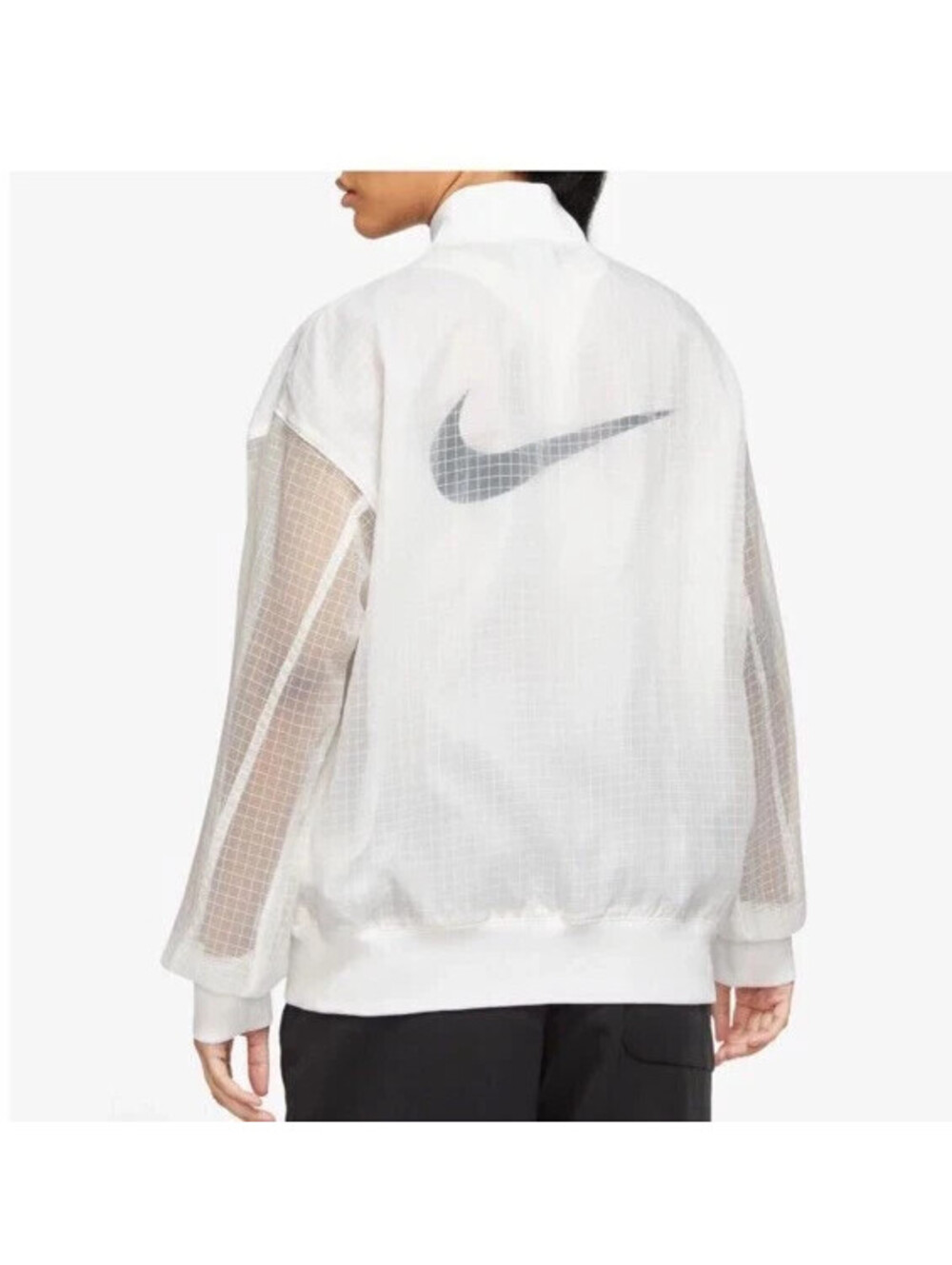 Nike Jacket Womens L 25x28  Sportswear Woven Varsity Bomber White